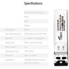 Load image into Gallery viewer, 10G SFP SR for Dell Force10 GP-10GSFP-1S Dell 407-BBOU 10GBASE-SR SFP+ Module Transceiver MMF, 850nm, 300m, LC, DOM-FoxTI
