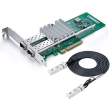 Cargar imagen en el visor de la galería, 10Gtek for Intel E10G42BTDA 82599ES Chip 10GbE Ethernet Converged Network Adapter X520-DA2/X520-SR2, PCI-E X8 Dual SFP+ Port-FoxTI
